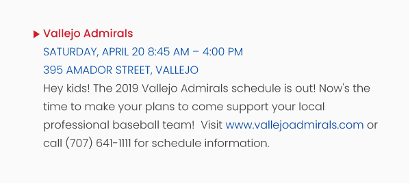 May 2019 - Vallejo Admirals