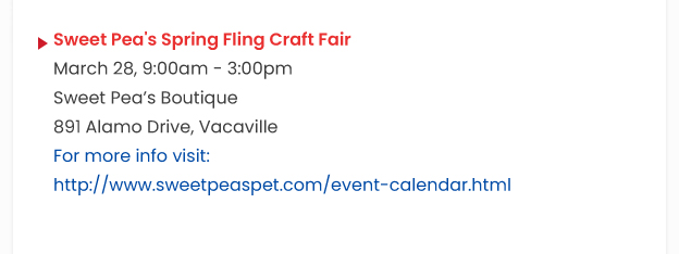 Sweet Pea's Spring Fling Craft Fair